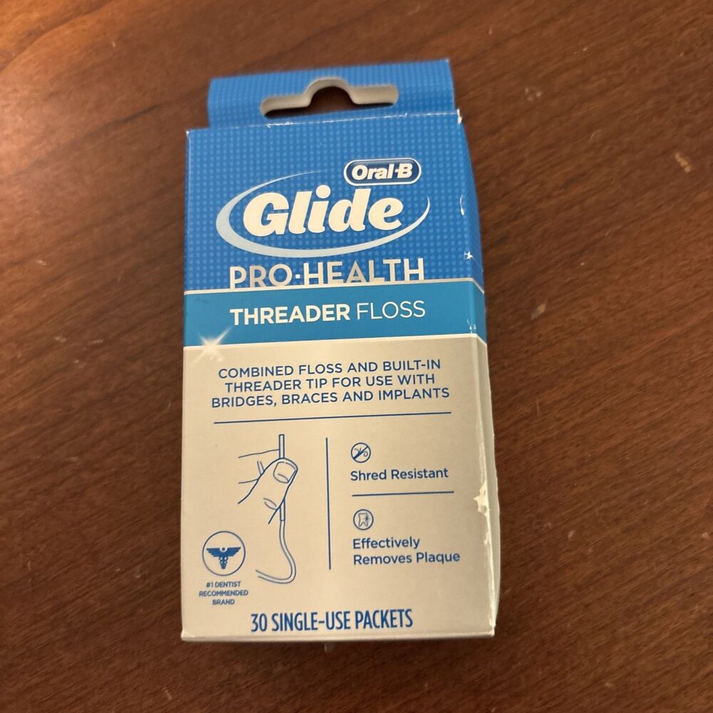 Oral-B GLIDE Pro-Health Dental THREADER FLOSS 30 Single Use Packets ~ ORIGINAL